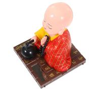 POPETPOP Solar Powered Shaking Head Monk Figurine Desktop Ornament and Car Dashboard Decoration, Plastic Material with Sunlight Energy Conversion, for Desks and Car Decorations
