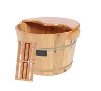 POPETPOP Solid Wooden Foot Tub Thicken Foot Bath Bucket Large-capacity Space Does Not Permeate Water Will Not Leak Water Home Use and Lid