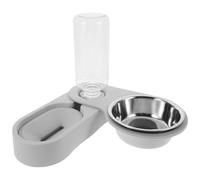 POPETPOP Stainless Steel Cat Feeder Bowl with Dual Bowls and Corner Folding Design Easy to Clean and Store for Travel the Car Use