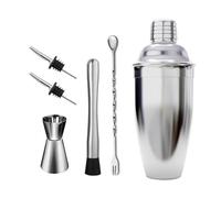 POPETPOP Stainless Steel Cocktail Shaker Set 6pcs with High-polished Mirror Finish 750ml Easy to Use Bar Tool for Home Mixologists and Hostesses