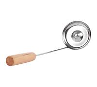 POPETPOP Stainless Steel Concave-Convex Frying Spoon for Fried Foods Non-Stick Kitchen Tool Wooden Handle for Making Pancakes Doughnuts and Snacks Random Style