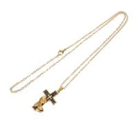 POPETPOP Stainless Steel Crucifix Necklace for Ashes Memorial Keepsake | Golden Prayerful Hand Design, Secure Ash Holder, Daily Wear Piece, for Men and Women Memorial Use