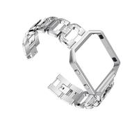 POPETPOP Stainless Steel Rhinestone Watch Band with Frame Elegant Smartwatch Replacement Strap Compatible with Fitbit Blaze for Men and Women Silver