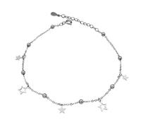 POPETPOP Sterling Silver Anklet for Women with Minimalist round Beads and Five-pointed Star Charm, S925 Pure Silver Foot Chain Jewelry, Beach Style Fashion Accessory