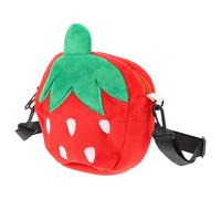 POPETPOP Strawberry Plush Cute Single-shoulder Phone Wallet Bag Cross Body Bag, Red Velour Material with Cartoon Design Random Color for Casual Outings