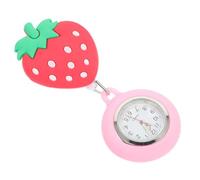 POPETPOP Stretchable Soft Silicone Nurse Pocket Watch with Cartoon Strawberry Design, Clip-on Hanging Fob Watch for Medical Staff Timing Use