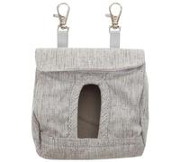 POPETPOP Strong and Sturdy Washable Cloth Storage Bag for Guinea Pig Stuff, Rabbit Cage Feeder, and Small Animals, for Hanging in Pet Cage, Coffee Colour