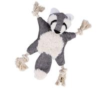 POPETPOP Stuffless Dog Toys for Puppy, Crinkle Squeaky Dog Chew Toys Squirrel Plush Dog Toy with Rope Knots for Small Dogs (Bear)