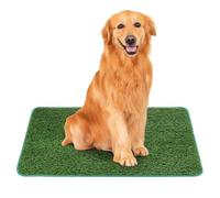 POPETPOP Sturdy Washable Artificial Grass Pad for Dogs Absorbent Pee Mat Puppy Training Indoor Outdoor Portable