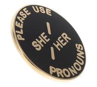 POPETPOP Stylish Gender Pronoun Brooch Pin for Workplace and Fashion Setting, Circular Alloy Material, Unique Design with Fine Craftsmanship, Versatile Pairing Vintage Label Pin