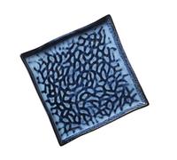 POPETPOP Sushi Plate with Detailed Design Ceramic Blue Embossed Multi-Function Square Serving Platter Versatile Fruit and Pasta Dish Tray for Restaurants and Hotels