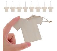 POPETPOP Tags for DIY Design and Easy Matching T-Shirt Shaped Wooden with Twine Blank 20pcs Apparel Labels for Personal Belongings and Everyday Wear Wrapping