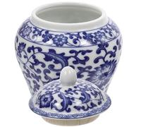 POPETPOP Tea Jar and Gathering Flavour 330ml Ceramic Vintage Chinese Style with Sealed Lid for Locking Tea Fragrance Porcelain Storage Canister for Kitchen