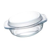 POPETPOP Tempered Glass Microwave Bowl 0.65l with Lid for Home Cooking | One-piece Smooth Surface, Ear-type Handle, White Finish, Suitable for Reheating Meat Dishes and Rice
