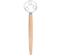 POPETPOP Three-Ring Flour Whisk with Wooden Handle Lightweight Stainless Steel Bread Mixer for Baking and Making Pastries at Home
