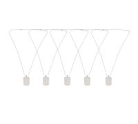 POPETPOP Titanium Steel Necklace Silver Hanging Pendant with Chain for Adult Men 5 Pcs Can Be Engraved Highlight The Temperament Suitable for Public and Party Use
