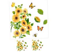 POPETPOP Toilet Sticker Set Sheets of Sunflower Butterfly Wall Decals for Bathroom Decor