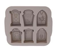POPETPOP Tombstone Silicone Ice Tray Mold 7.9X6.7X1.6 Inch Halloween Skull Baking Tray for Chocolate Candy Jelly Making Non-Stick Flexible Mold for Party and Home Use