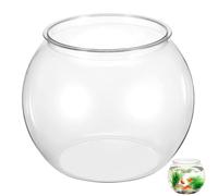 POPETPOP Transparent Plastic Fish Bowl Small Desktop Aquarium Tank for Betta and Goldfish Durable Clear Fish Tank 8.66In X 8.66In X 7.09In for Home and Office Decor