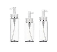 POPETPOP Travel Dispenser Bottles with Acrylic and Pet Material Refillable 3pcs Leakproof and Reusable Liquid Pump Containers for Outdoor and Travel Use