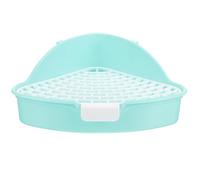 POPETPOP Triangle Litter Box for Rabbit and Small Pets, Blue Plastic Corner Potty Trainer Pan for Bunny, Guinea Pig, Hamster Indoor Toilet Tray, Pet Bedding Litter Pan
