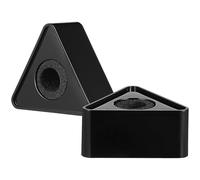 POPETPOP Triangle Mic Logo Flag Station Portable ABS Microphone Holder Black 3.7X3.7X1.8 Inch for Interview and Reporting