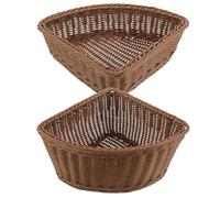 POPETPOP Triangle Woven Corner Storage Basket 2Pcs Set Plastic Imitation Rattan Sturdy Breathable Design for Closet Bedroom Laundry Room Organization and Home Storage