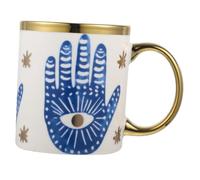 POPETPOP Turkish Ceramic Evil Eye Mug Decorative Water Cup with Flat Base Practical Non Slip Coffee Tea Mug for Household Use Easy to Clean