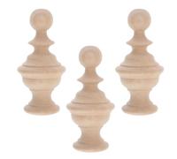 POPETPOP Unfinished Wood Staircase Finials 3Pcs Natural Wooden Post Caps for Indoor Handrail Decoration and DIY Carved Bed Posts