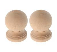 POPETPOP Unfinished Wood Staircase Finials and Fence Post Caps 2Pcs, 8X10Cm Hardwood Decorative Toppers for Outdoor Garden and Furniture Decoration