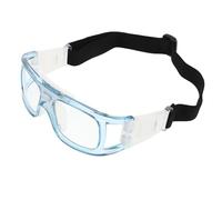 POPETPOP Unisex Sports Eyeglasses with Adjustable Strap and Elastic Antislip Nose Pad for Football and Indoor Courts, Blue PC Protective Eyewear with Reduced Glare and Wrap around Design