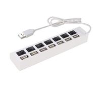POPETPOP USB 2.0 Hub Portable USB Hub with Individual Power Control and LED Indicator 7 Ports for High-speed Data Transfer for Laptop and PC