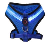 POPETPOP USB Rechargeable Blue LED Dog Vest Small - Breathable Pet Harness with High Visibility for Night Walking and Outdoor Safety