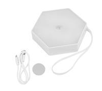 POPETPOP USB Rechargeable Body-Sensing Hexagonal LED Night Light, White Light Hexagon Home Decor Lamp with Motion Sensor for Bedroom and Hallway