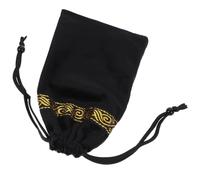 POPETPOP Velour Tarot Card Bag with Drawstring Design and Delicate Pattern Thick Black Tarot Deck Storage Pouch for Game Parts and Stones for Home Use