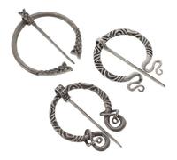 POPETPOP Viking Cloak Pins Set 3 Pieces Alloy Brooches Shawl Buckles Medieval Costume for Men and Women