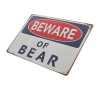 POPETPOP Vintage Bear Warning Sign Outdoor Caution Sign Beware of Bear Wall Decor for Hunting Cabin Backyard Safety