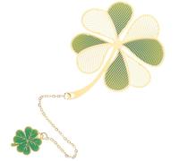 POPETPOP Vintage Brass Four-Leaf Clover Pendant Bookmark with Tassel, Metal Chinese Style Small Bookmarks for Students, Elegant Reading Accessory and Book Decor