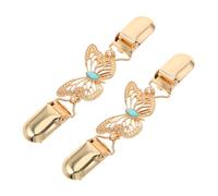 POPETPOP Vintage Butterfly Shawl Cinch Clips 2pcs for Women Keep Shawls and Cardigans in Place Metal Retro Sweater Fastener Clips in Golden Colour Suitable for Formal Events