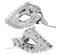POPETPOP Vintage Glitter Half Face Retro Illuminated Carnival Accessory for Adults Stylish Venetian Design for Festival Prom Party Performances