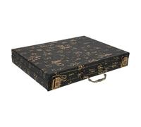 POPETPOP Vintage Mahjong Storage Box Wooden Large Capacity Portable Case