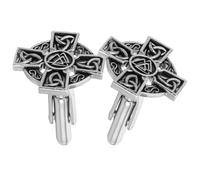 POPETPOP Vintage Metallic Cross Cufflinks for Men, Retro Alloy Decorative Shirt Buttons with Secure Mechanism, Accessories for Business Attire and Birthdays, Classic Elegant Style