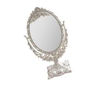 POPETPOP Vintage Relief Decor Makeup Mirror with Victorian Jewellery Design, 360° Rotatable Double Sided Retro Style Girl Vanity Mirror Made of Sturdy Wheat Straw for Home or Dormitory Use
