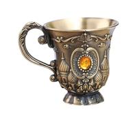 POPETPOP Vintage Retro Mini Wine Cup Metallic Zinc Alloy Chalice with Elegant Embossed Design, for Lavish Dinner Party or Bar, Unique Desktop Ornament