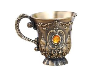 POPETPOP Vintage Retro Mini Wine Cup Metallic Zinc Alloy Chalice with Elegant Embossed Design, for Lavish Dinner Party or Bar, Unique Desktop Ornament