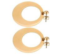 POPETPOP Vintage Round Geometric Stainless Steel Earrings for Women Minimalist Drop Dangle Jewelry Inspired by Japanese Korean Trends Lightweight Elegant Ear Accessories for Pierced Ears