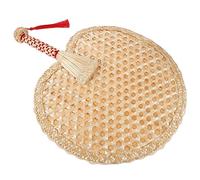 POPETPOP Vintage Wheat Straw Handwoven Fan Retro Chinese Summer Cooling Fan for Outdoor Beach Parties and Everyday Use