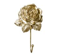 POPETPOP Wall Hooks Rose Shape in Golden Resin and Metal Towel Holder Decorative and Design 2pcs Wall Mounted and Clothes Organizer Decorative and Design for Bathroom and Door
