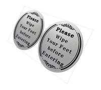 POPETPOP Wall Sticker 2pcs Waterproof Oilproof PVC Wipe Your Feet Before Entering Sign for Smooth Surface, Silver Indoor Decals for Home and Office