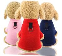 POPETPOP Warm Dog Winter Coat Plush Pet Two-Legged Coat Buckle Red S Size for Outdoor Activities